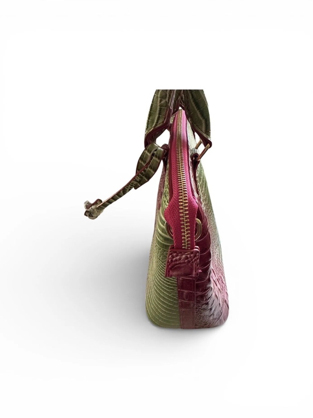 Pink and Green Ombre Croc-Embossed Tote Bag - Picture 3 of 8